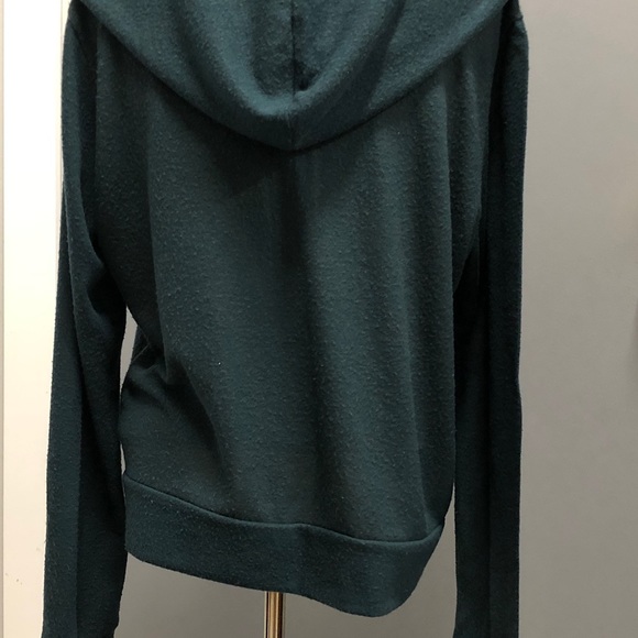 Cropped Lightweight Hunter Green Hoodie, Sz XL - Picture 2 of 12